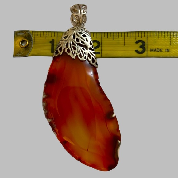 ‼️💥PRICE DROP ☄️ Beautiful Large Sterling Silver Pendant Carnelian Agate stone - Picture 9 of 11